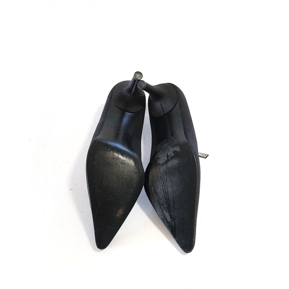 Womens Vintage Black Crystal Accent Strap Faux Suede High Heel Shoe Size 9M - Picture 7 of 8